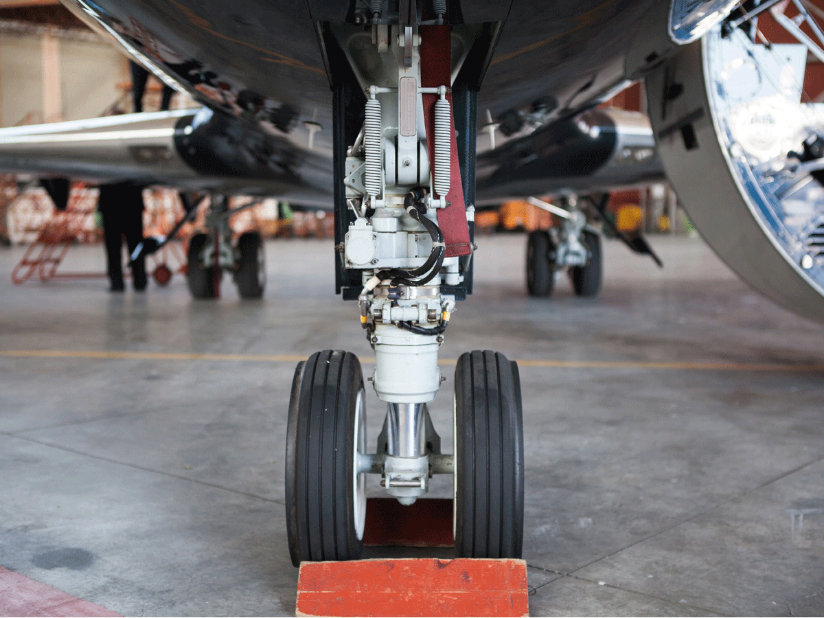 Bombardier Challenger business aircraft nose maintenance