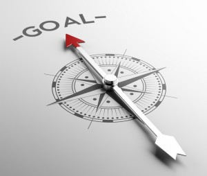 compass pointing to the word goal setting