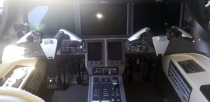 Sun shining into aircraft cockpit