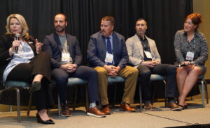 aviation maintenance panel at NBAA conference - May 2023 - Jennifer Pickerel, Jim Elston, Greg Hamelink, Kevin Flynn and Shannon Hotchkin