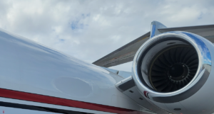 close up of a business jet turbine engine - aviation maintenance