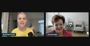 Sarah Kalmeta and Sheryl Barden in the lounge with sarah the pivotor podcast