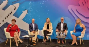 Sheryl Barden (API) moderated a panel about successful strategies for hiring low-time pilots and ensuring their success. Panelists included: Kirk Mies (AbbVie), Kim Kissh (AbbVie), Greg Burris (Masco), and Alison Wynne (Brown & Brown). (Photo: Aviation Personnel International)