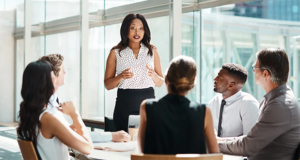 diverse team, woman speaking, developing a just workplace culture - nbaa flight plan podcast with jennifer pickerel, API