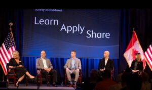 Pickerel Grier Gahagan NeSmith Rasmussen were on a panel at the 2024 Bombardier Safety Standdown talking about five generations in the workplace - generations in conversation