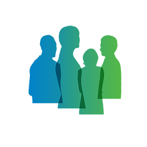 Silhouettes of diverse people standing together. ICON API