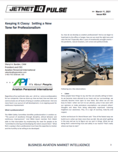 JETNET iQ Pulse March 2021 - Sheryl Barden "Keeping it Classy" - aviation professionalism